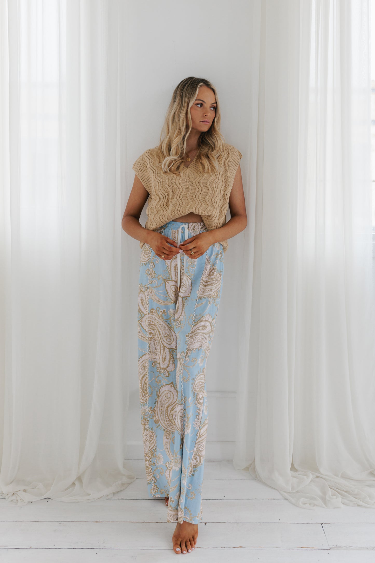 Citta Pants - Sky Blue Paisley Print