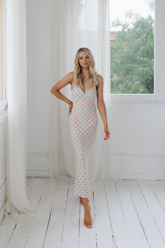 Giro Dress - Beige/Sky Check
