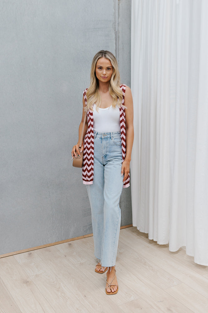 Tallulah Top - Plum/Pink Chevron