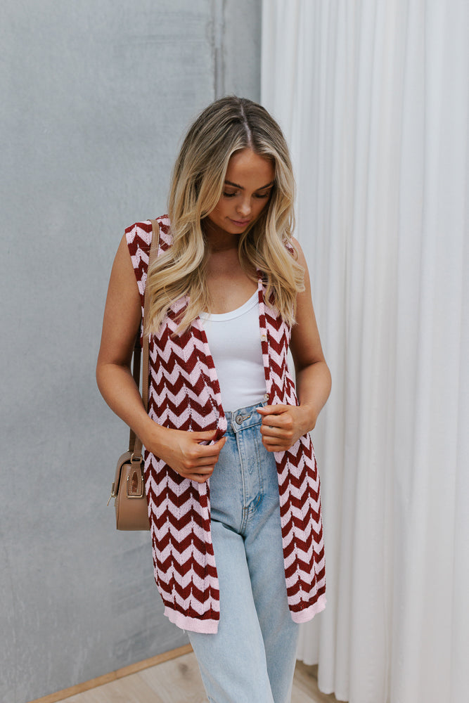 Tallulah Top - Plum/Pink Chevron