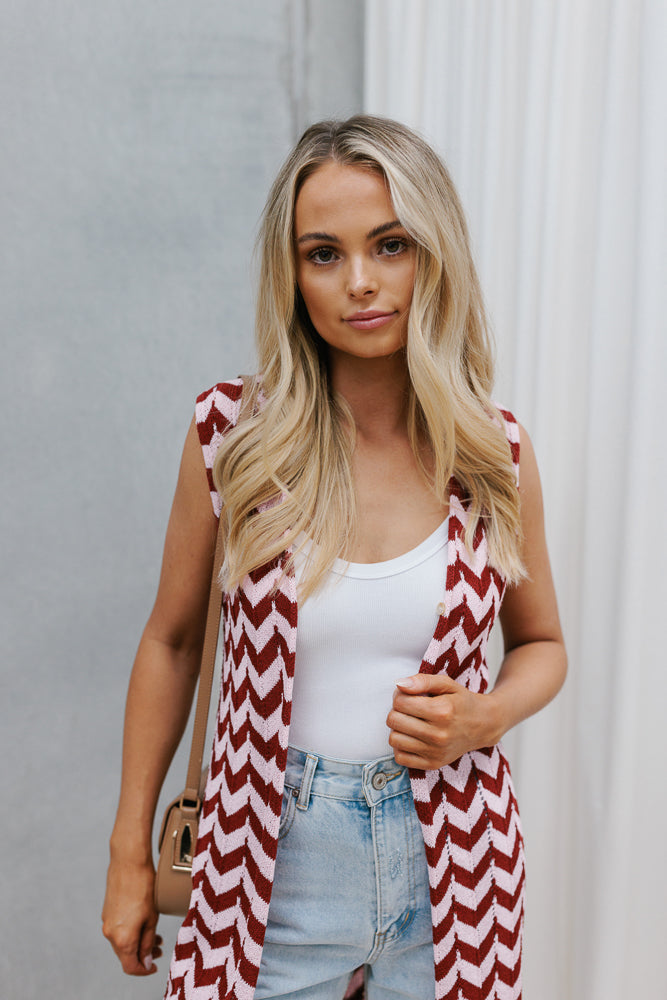 Tallulah Top - Plum/Pink Chevron
