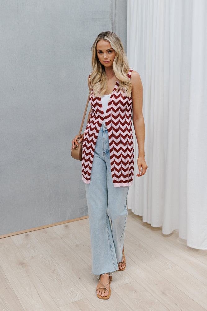 Tallulah Top - Plum/Pink Chevron