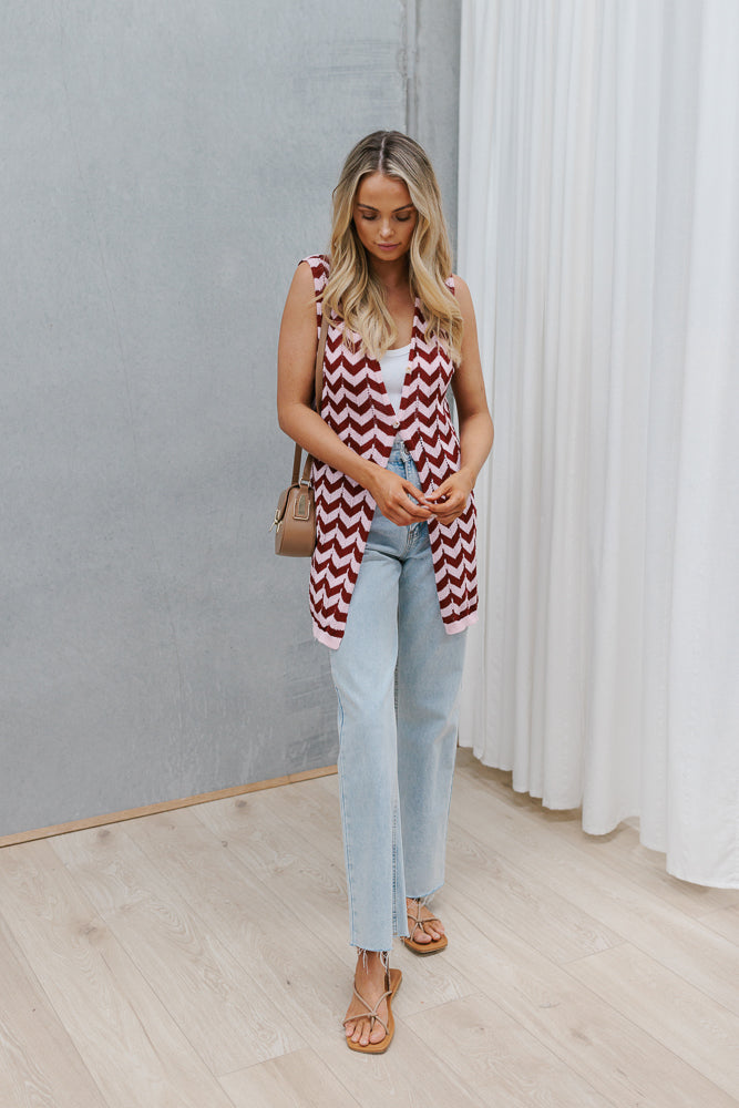 Tallulah Top - Plum/Pink Chevron