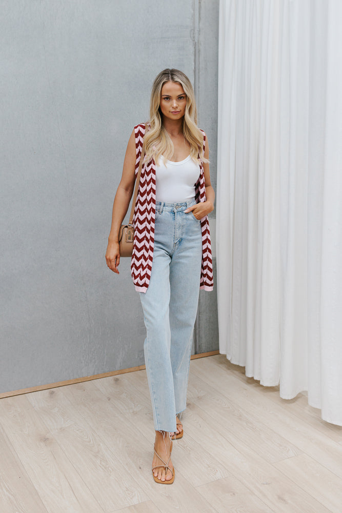 Tallulah Top - Plum/Pink Chevron