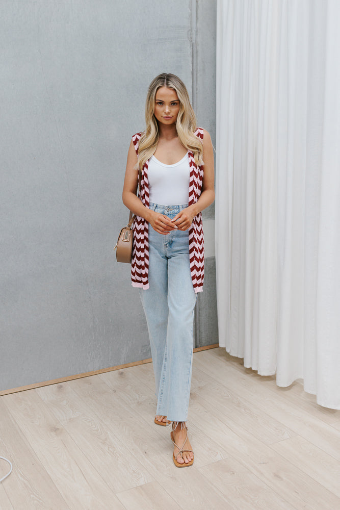 Tallulah Top - Plum/Pink Chevron