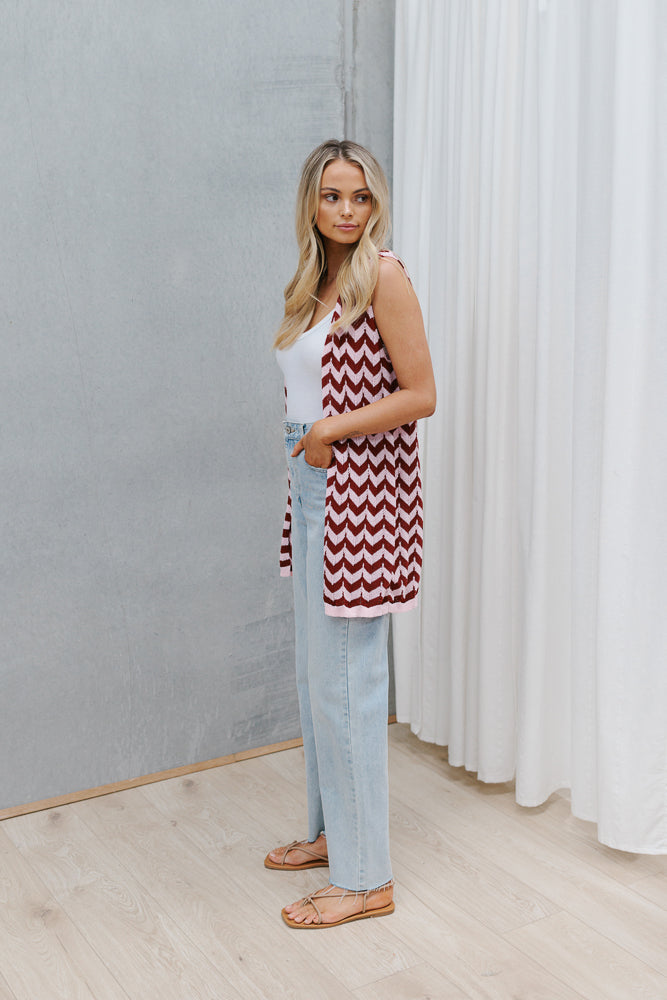 Tallulah Top - Plum/Pink Chevron