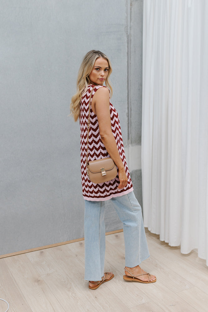 Tallulah Top - Plum/Pink Chevron