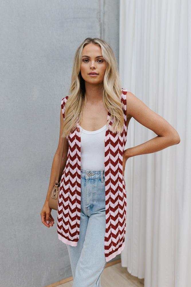 Tallulah Top - Plum/Pink Chevron