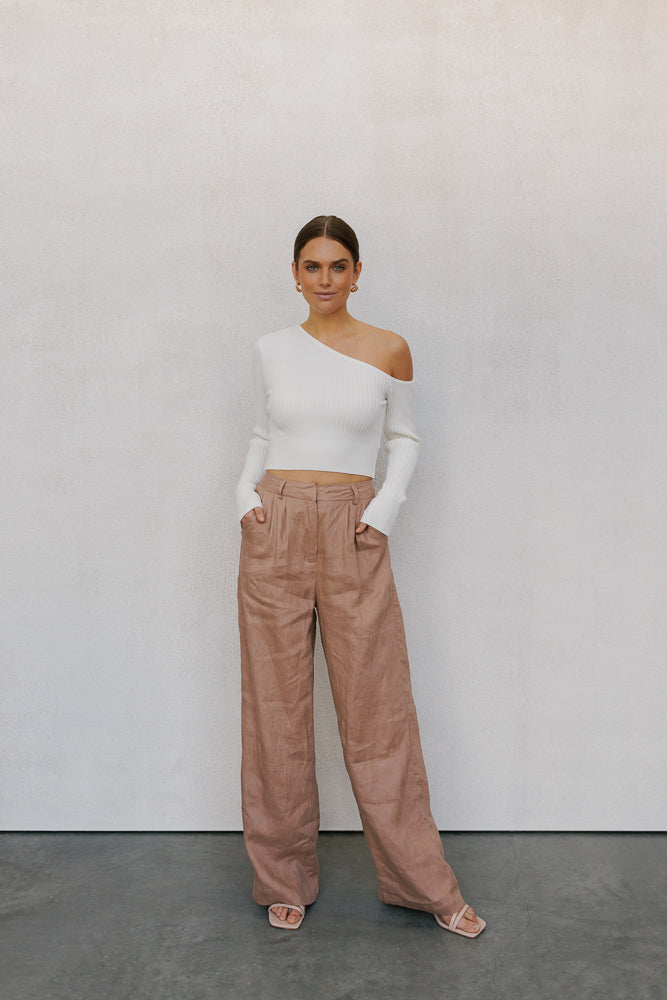 Vivien Linen Pant - Mocha