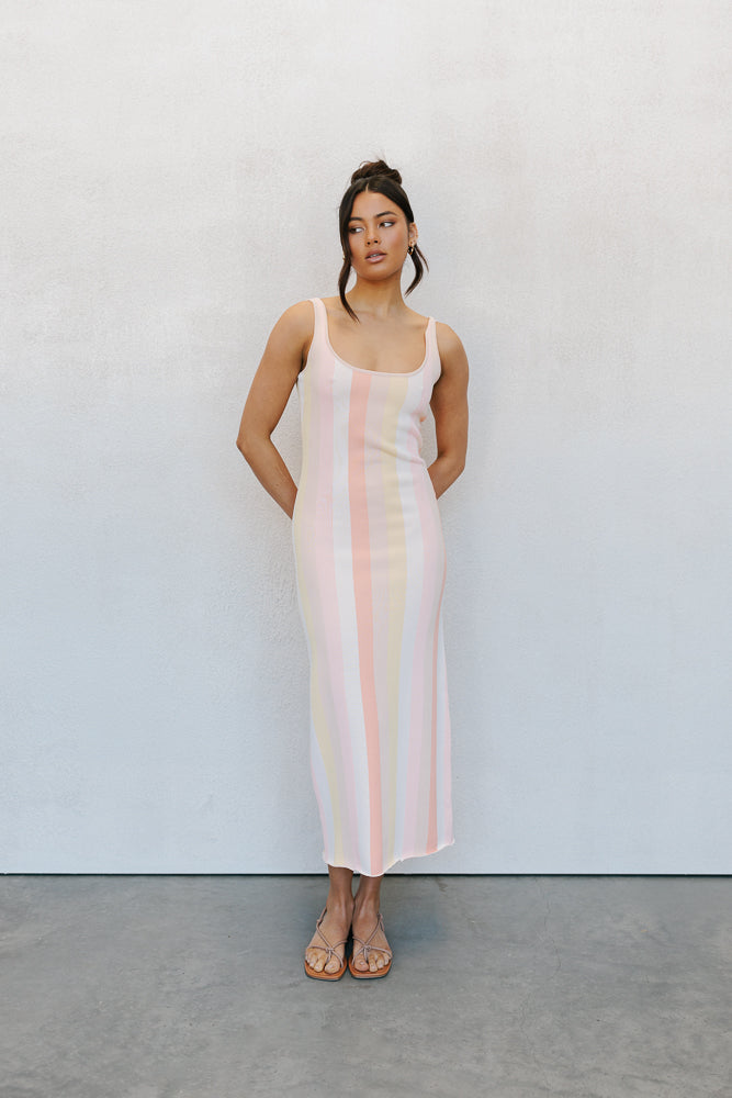 Turin Midi Dress - Sorbet Stripe Knit