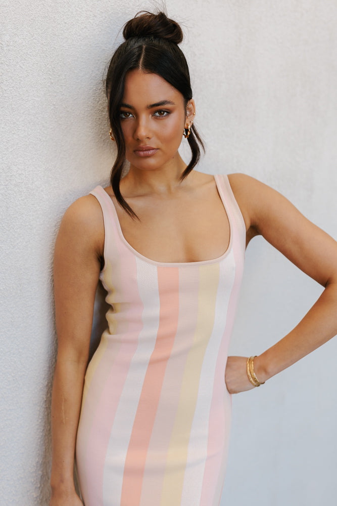 Turin Midi Dress - Sorbet Stripe Knit