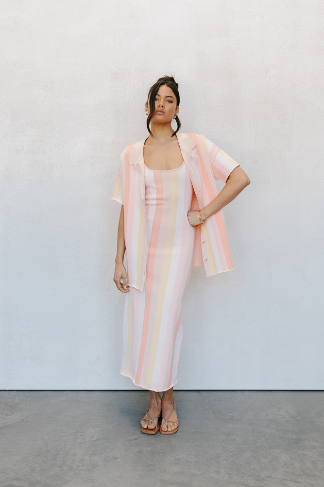 Turin Midi Dress - Sorbet Stripe Knit
