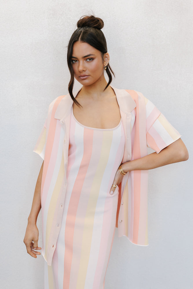 Turin Midi Dress - Sorbet Stripe Knit