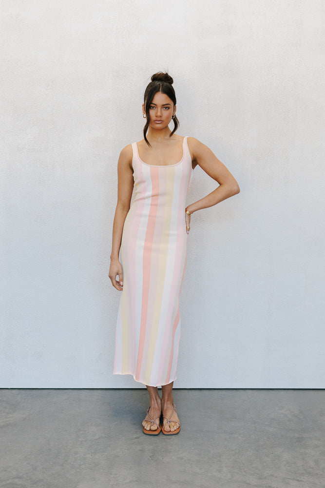 Turin Midi Dress - Sorbet Stripe Knit