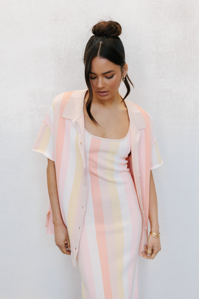 Turin Midi Dress - Sorbet Stripe Knit