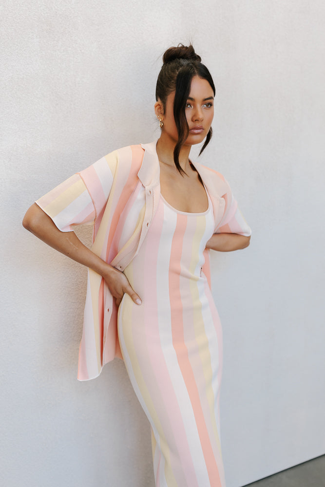 Turin Midi Dress - Sorbet Stripe Knit