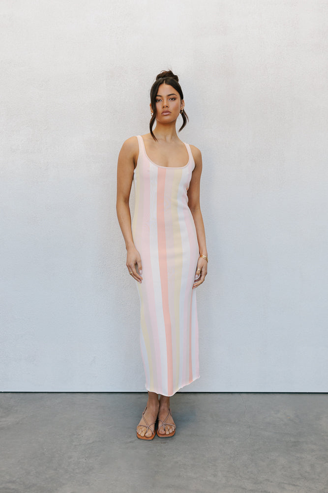 Turin Midi Dress - Sorbet Stripe Knit