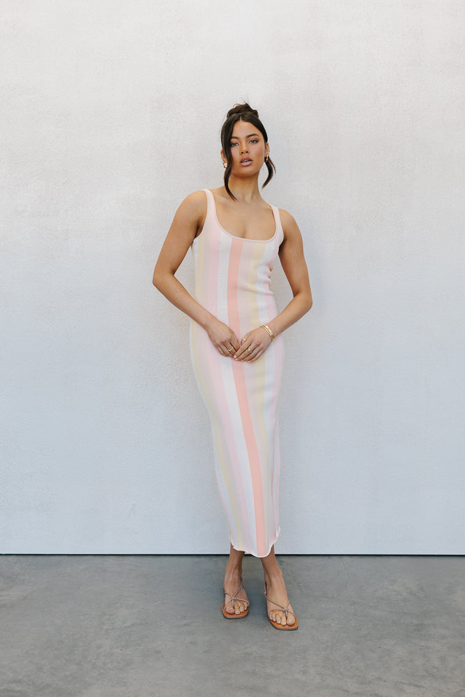 Turin Midi Dress - Sorbet Stripe Knit