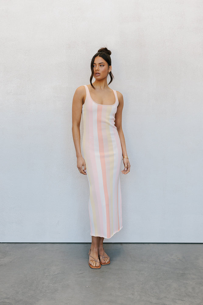 Turin Midi Dress - Sorbet Stripe Knit