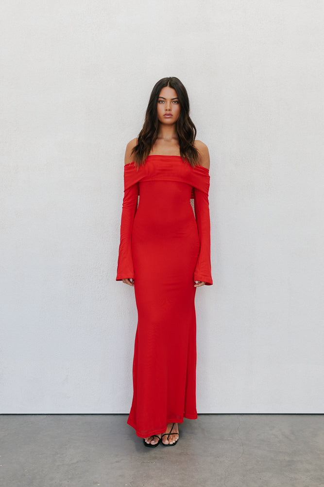 Ultima Maxi Dress - Red Mesh