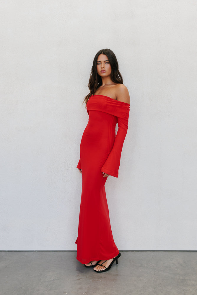 Ultima Maxi Dress - Red Mesh