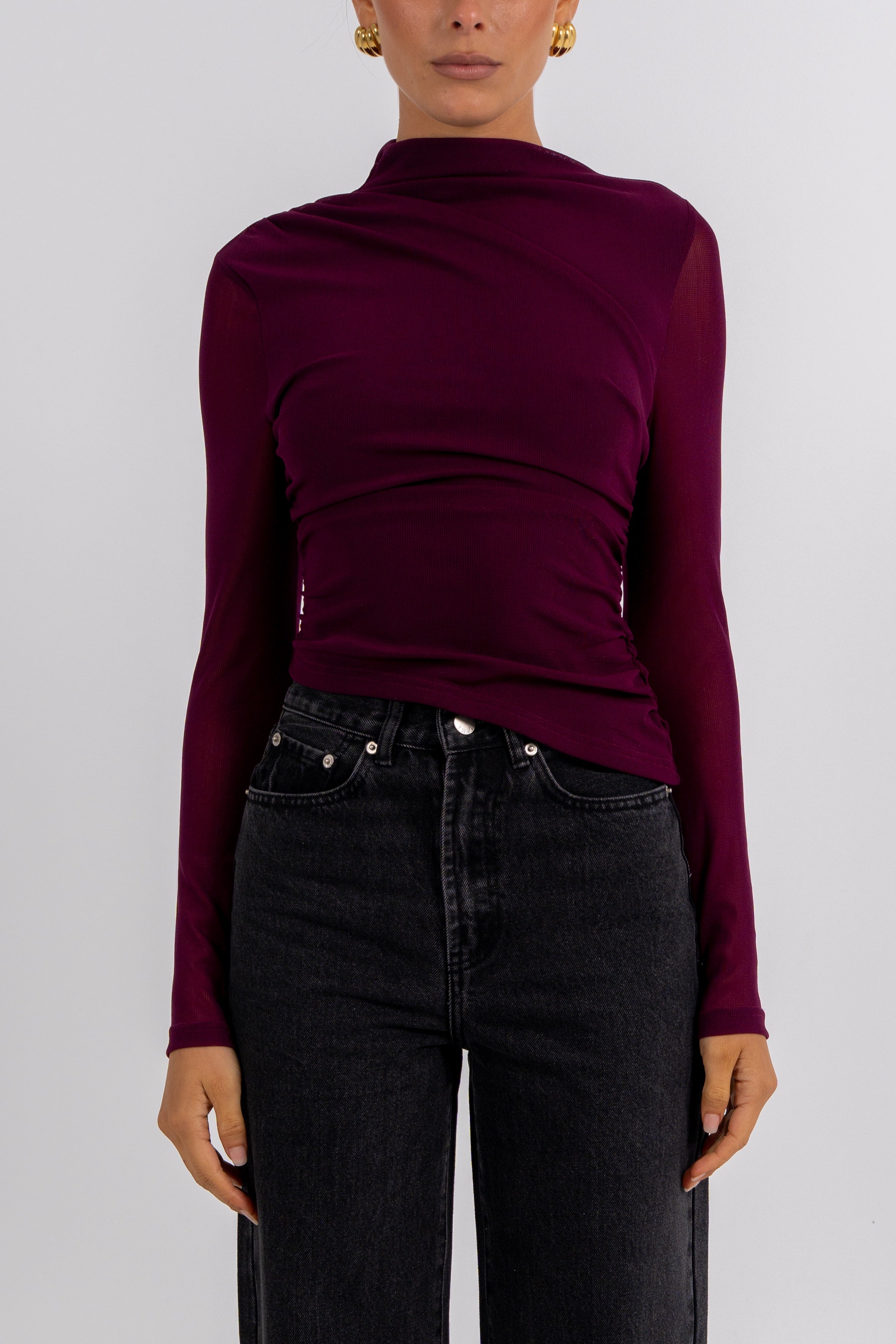 PRE ORDER Dakitah Long Sleeve Top Burgundy