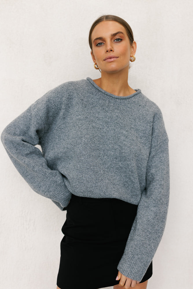Villis Knit Jumper - Charcoal Grey Marle
