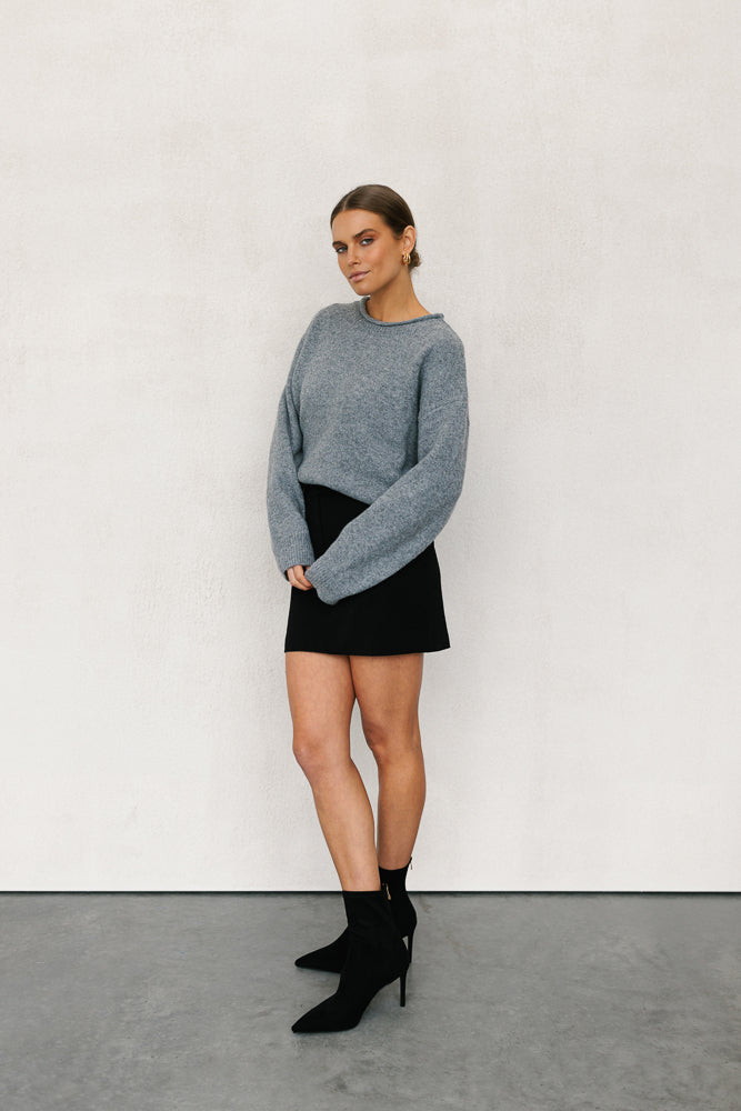 Villis Knit Jumper - Charcoal Grey Marle