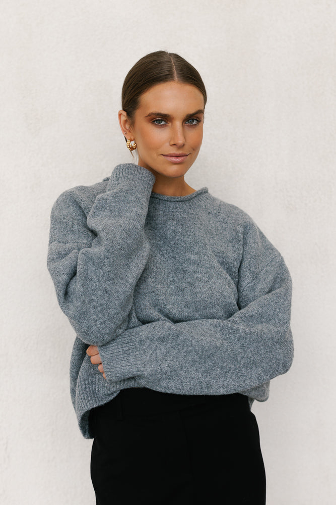 Villis Knit Jumper - Charcoal Grey Marle