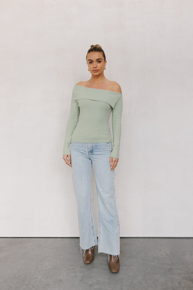 Vita Longsleeve Knit Top - Sage Green