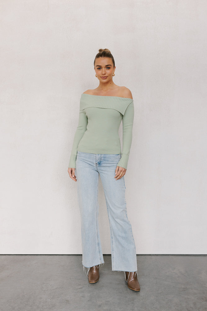 Vita Longsleeve Knit Top - Sage Green