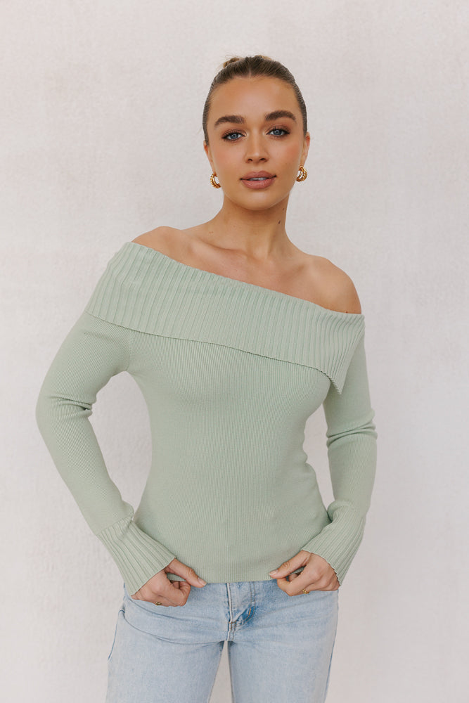 Vita Longsleeve Knit Top - Sage Green