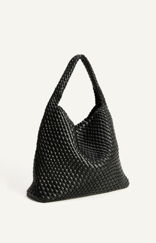 Andrea Hobo Bag - Black Faux Leather