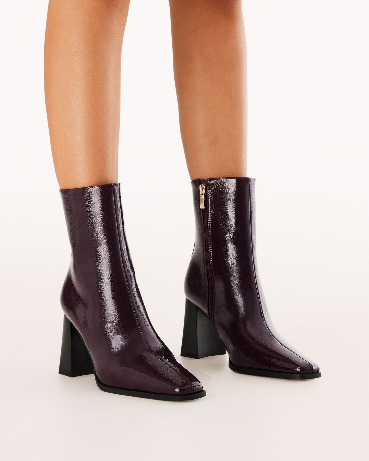 Wez Ankle Boots - Mulberry Crinkle Patent