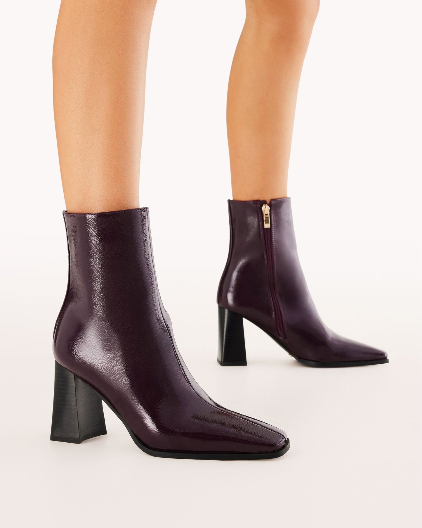 Wez Ankle Boots - Mulberry Crinkle Patent