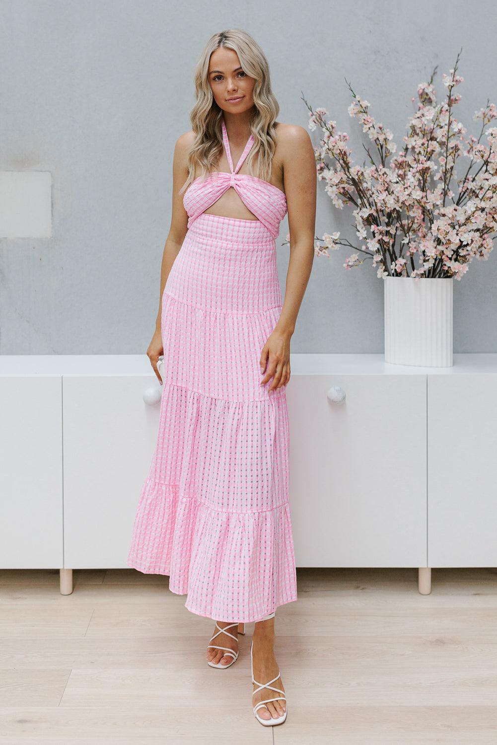 Tameeka Dress - Pink/White
