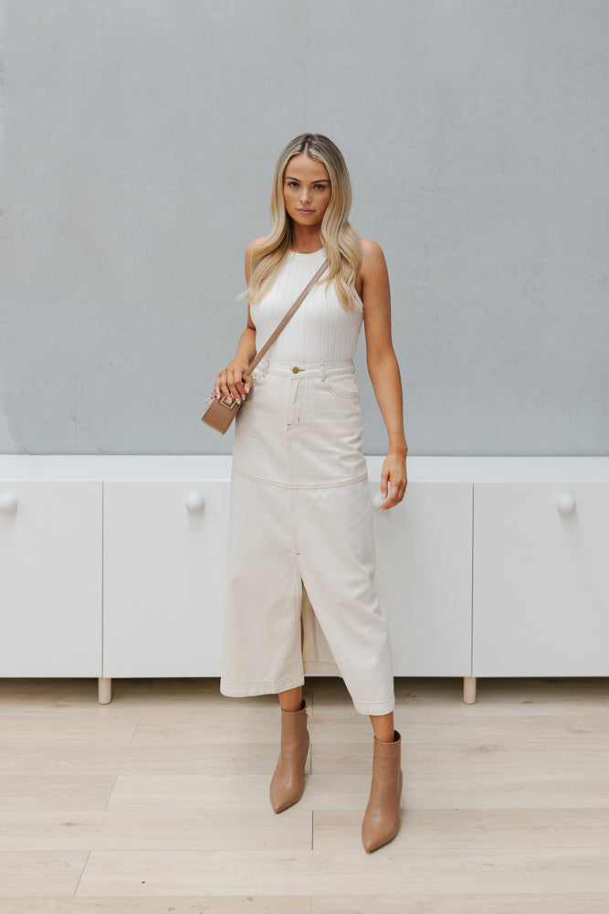 Winn Skirt - Sand Denim
