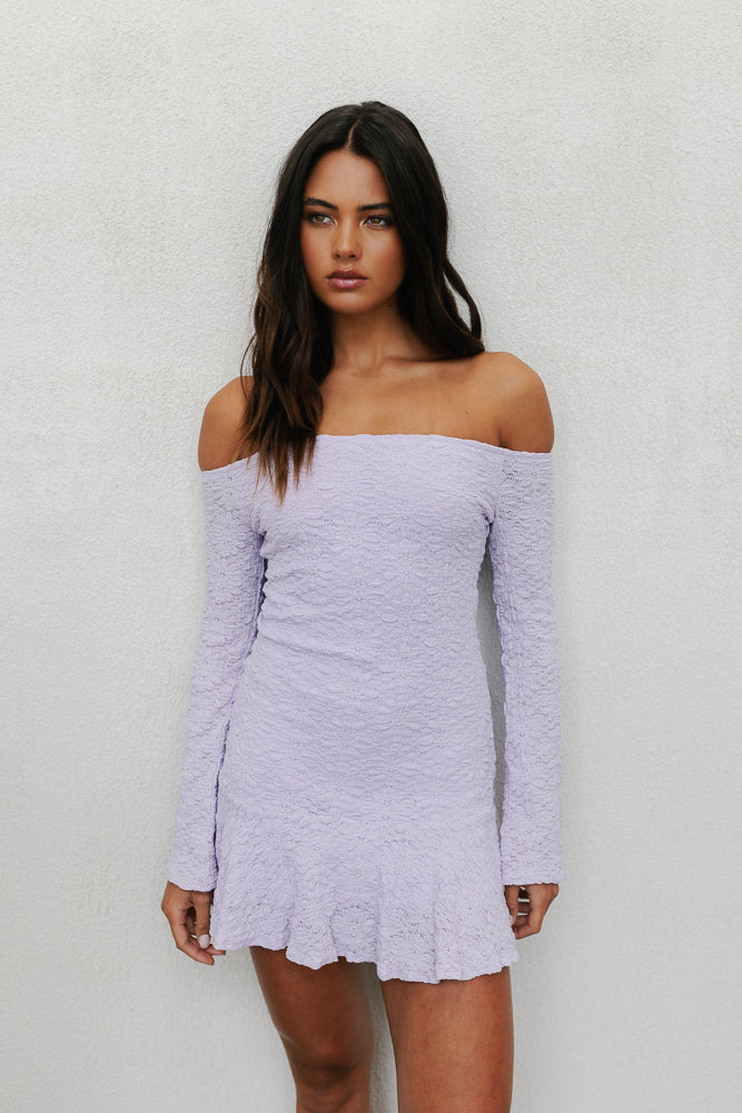 Winter Mini Dress Lilac