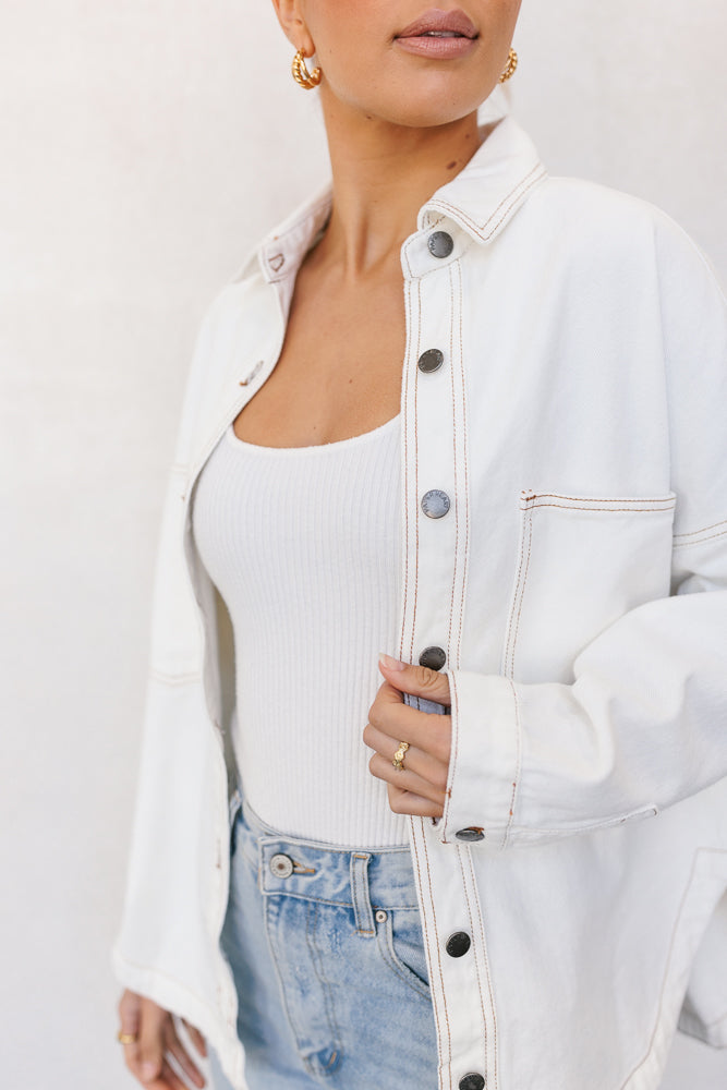 Xita Top White Denim