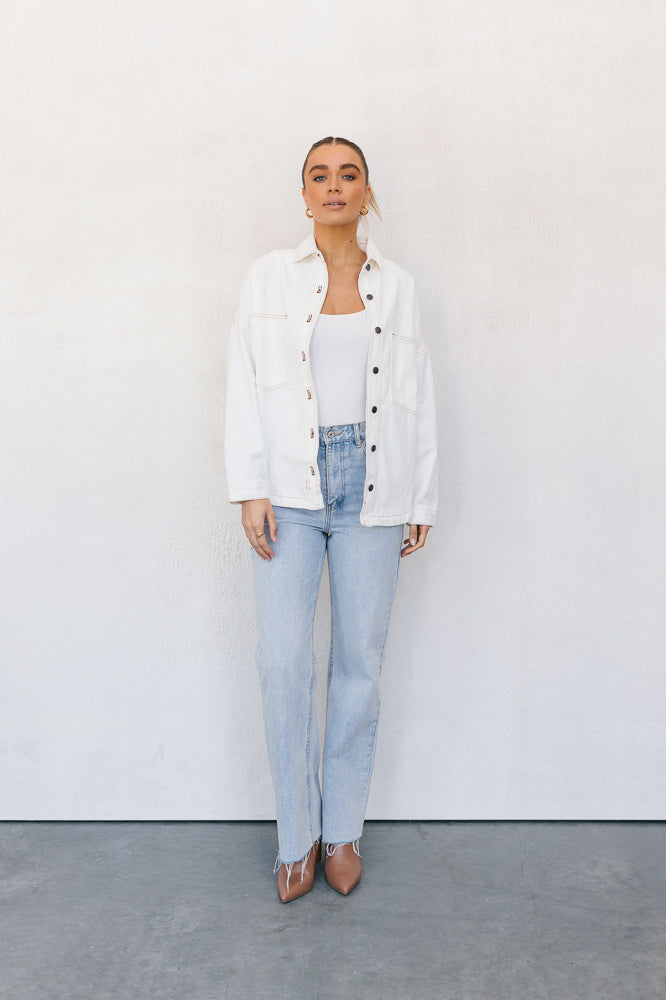 Xita Top White Denim