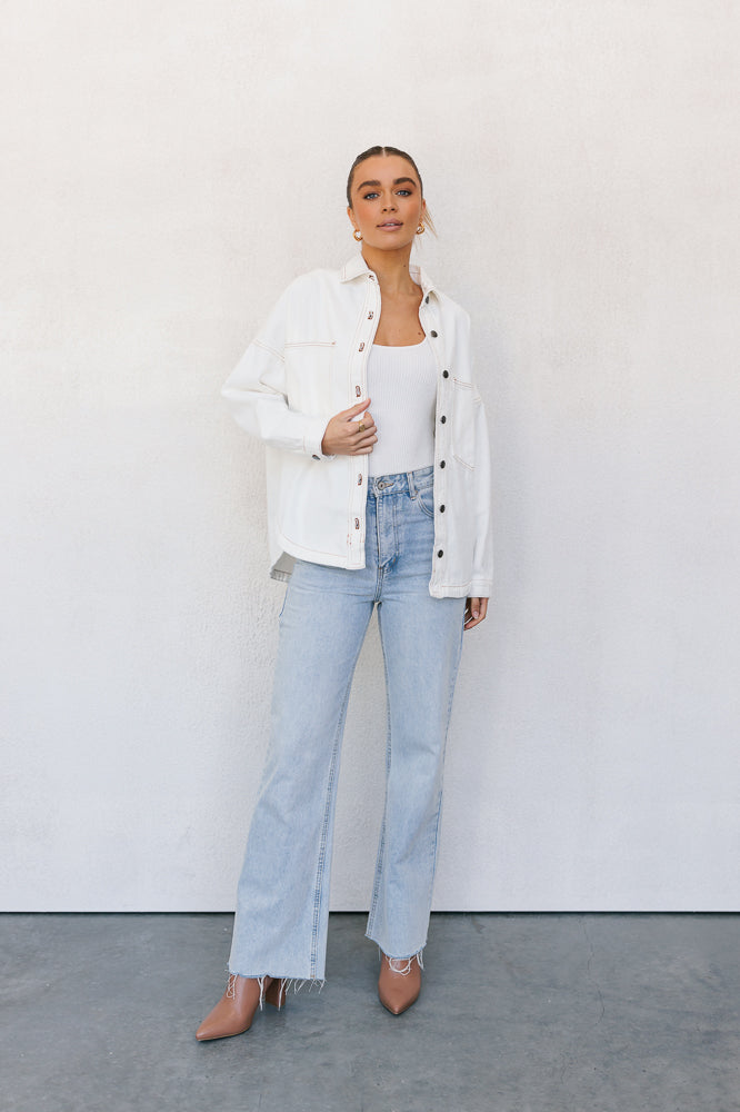 Xita Top White Denim