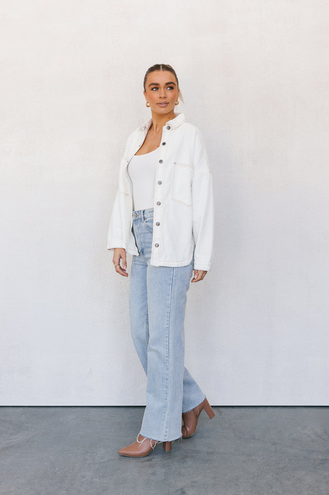 Xita Top White Denim