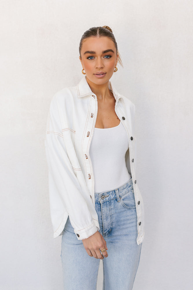 Xita Top White Denim