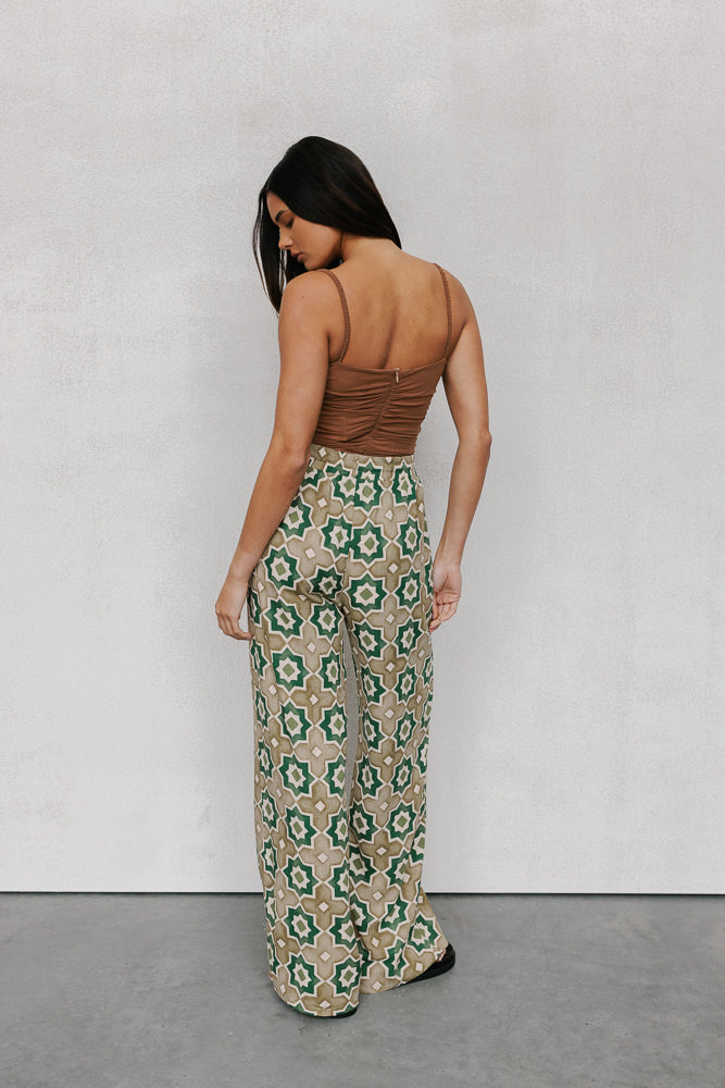 Citta Pants - Khaki Tile Print