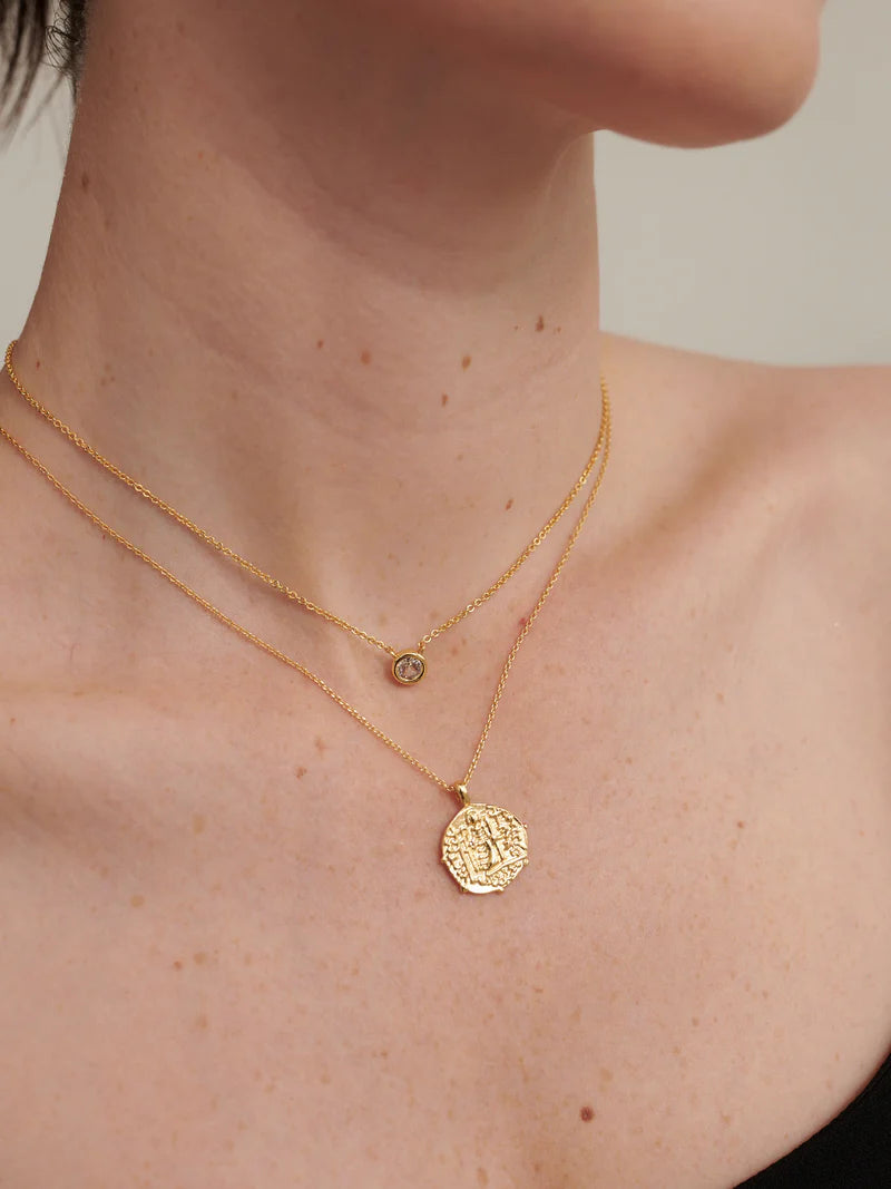 Coin Charm Necklace Gold
