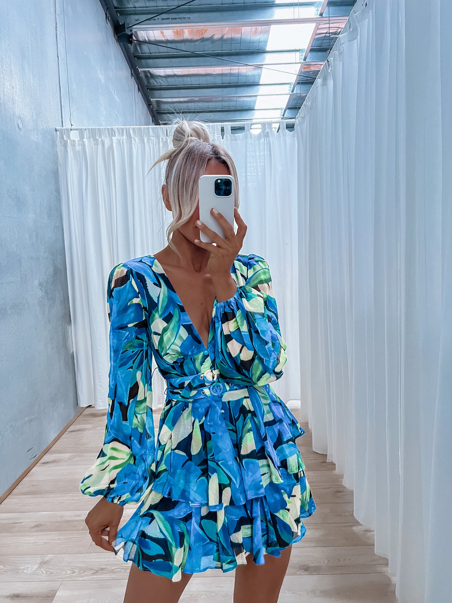 Tullie Dress - Blue/Lemon Floral