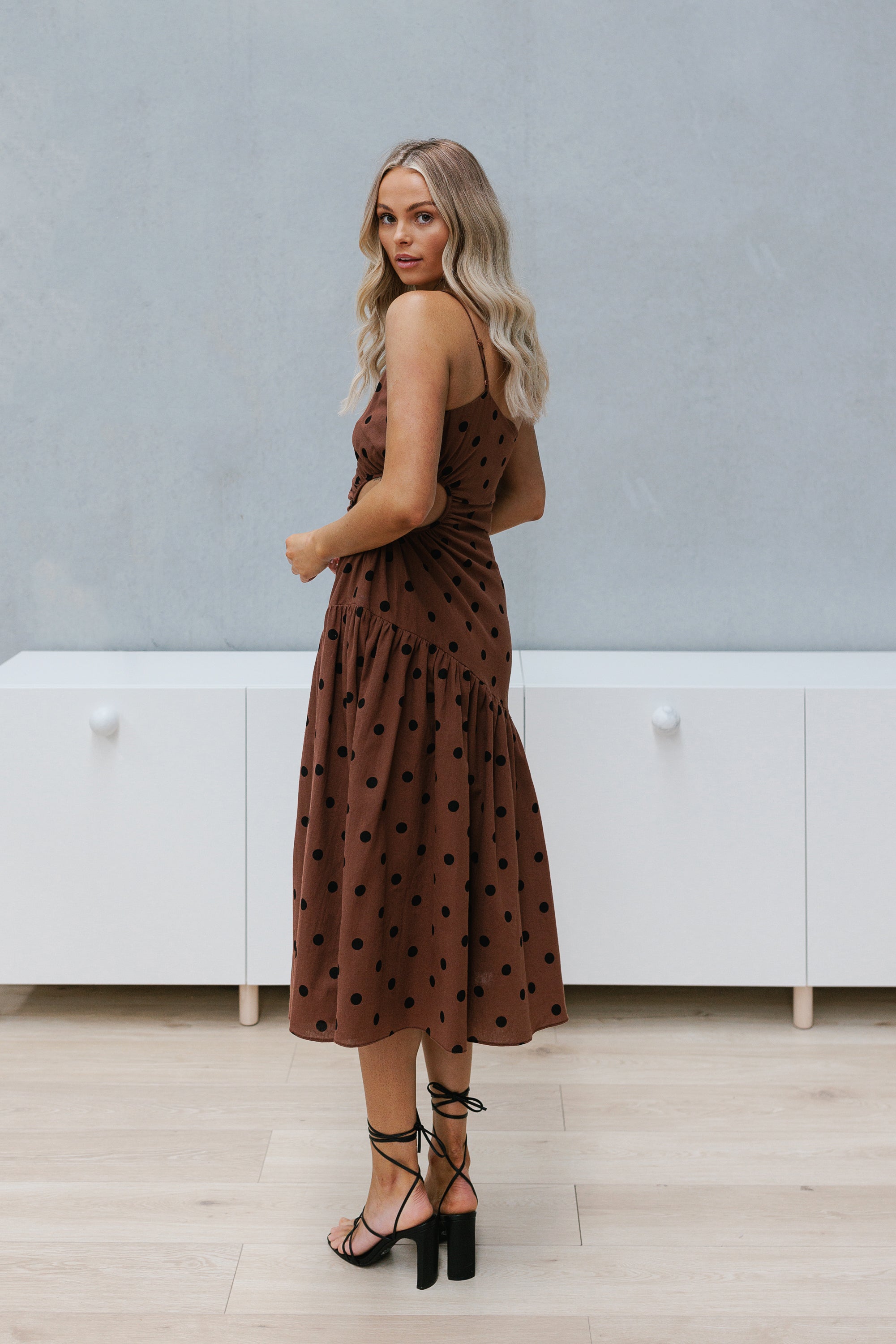 Coco Dress - Choc/Black Spot