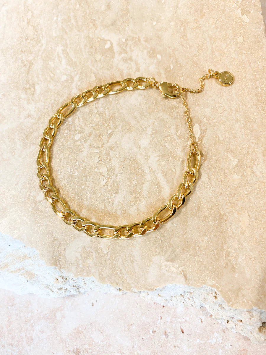 Figaro Chain Bracelet - Gold