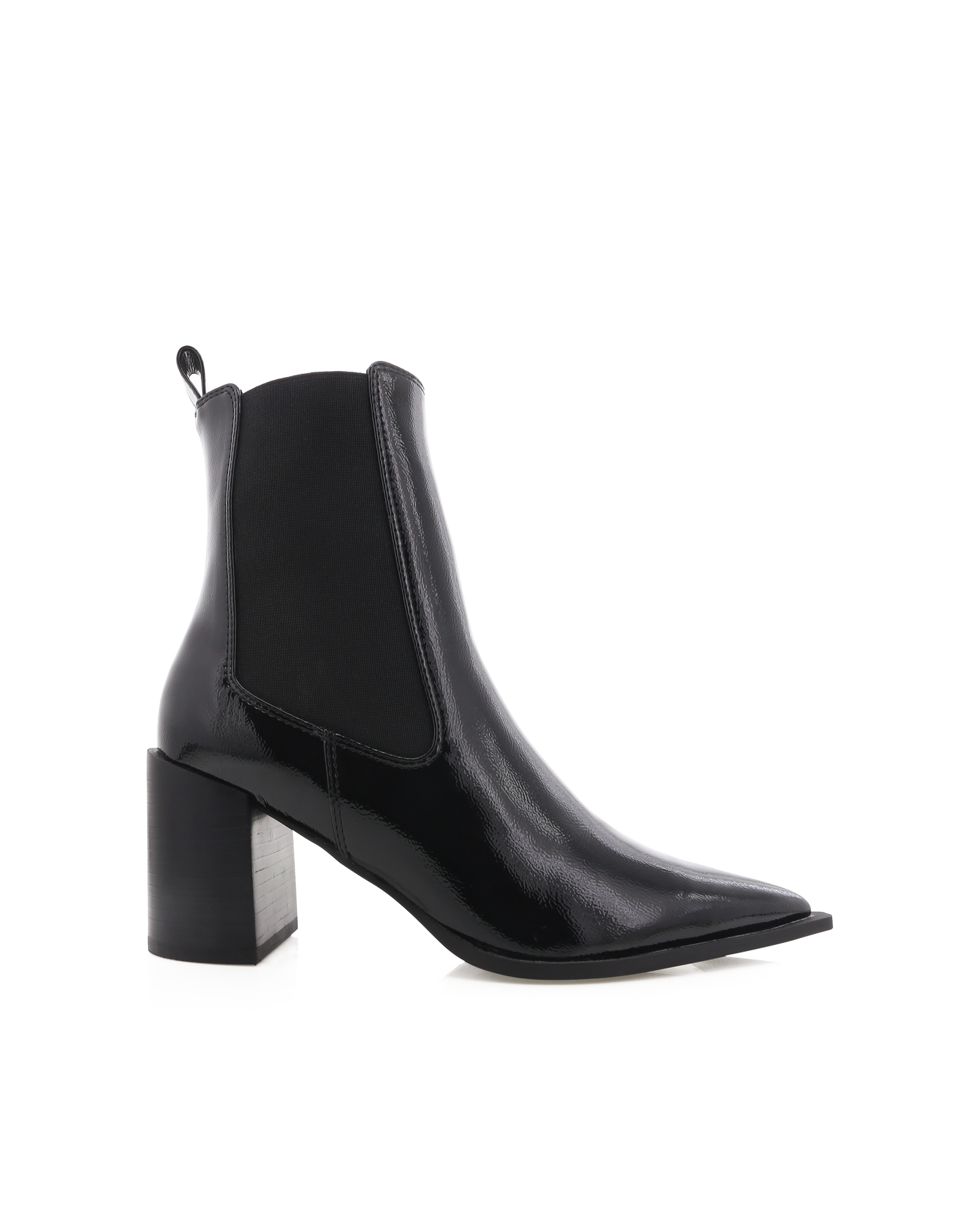 Stephanie Ankle Boots - Black Crinkle Patent