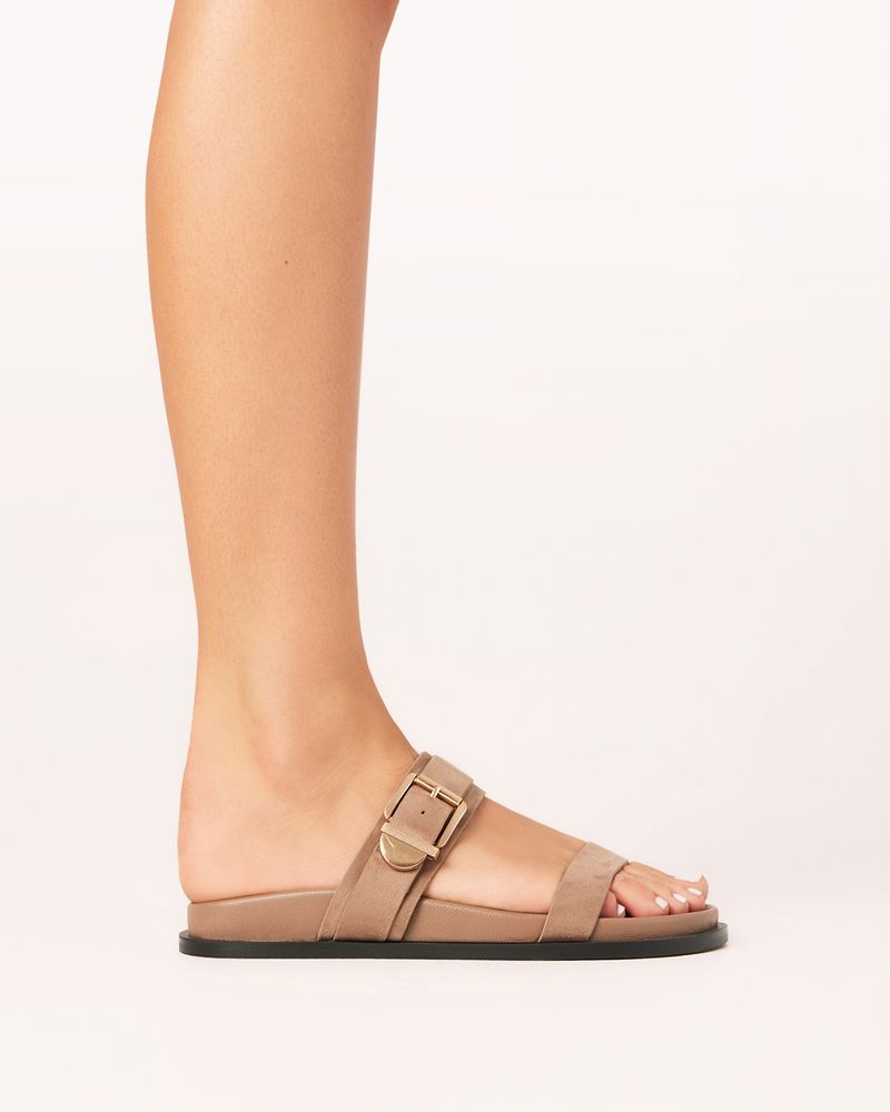 Yasna Slides - Fawn Suede